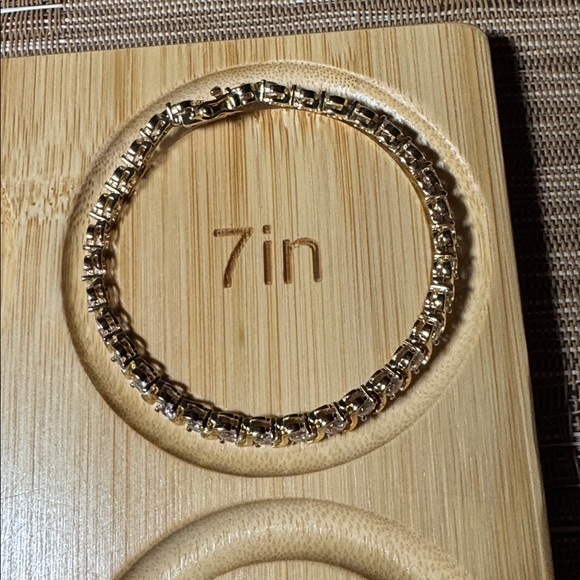 S Tennis CZ Gold over 925 Sterling Silver Bracelet - Picture 3 of 17